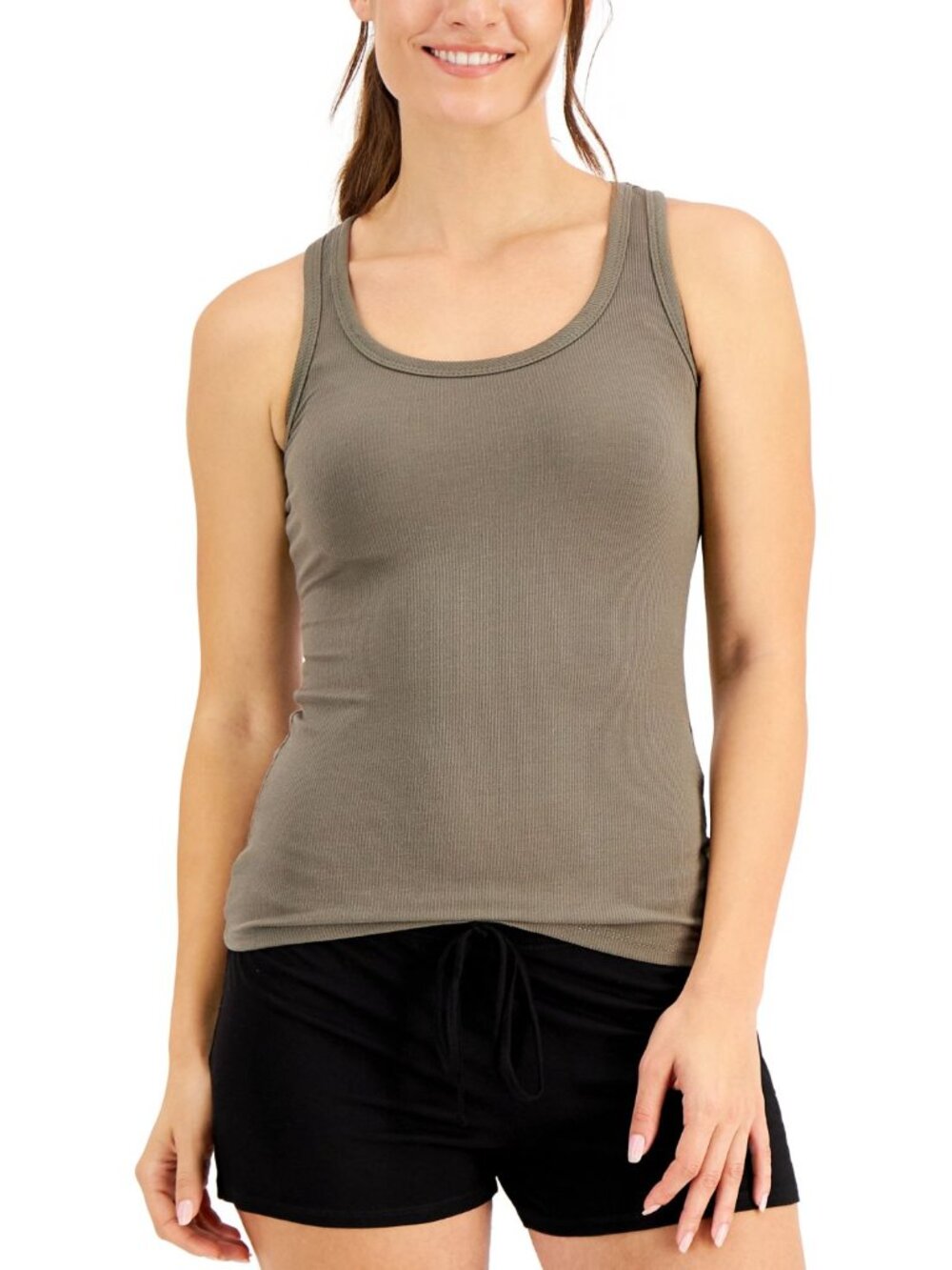 Jenni by Jennifer Moore Womens Solid Ribbed Tank Top